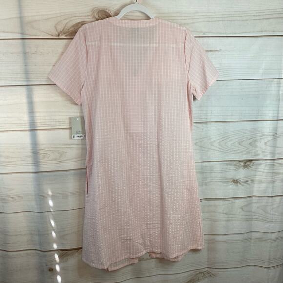 Croft & Barrow Intimates Pink & White Stripes Short Sleeve Sleep Dress Size S - Picture 3 of 9